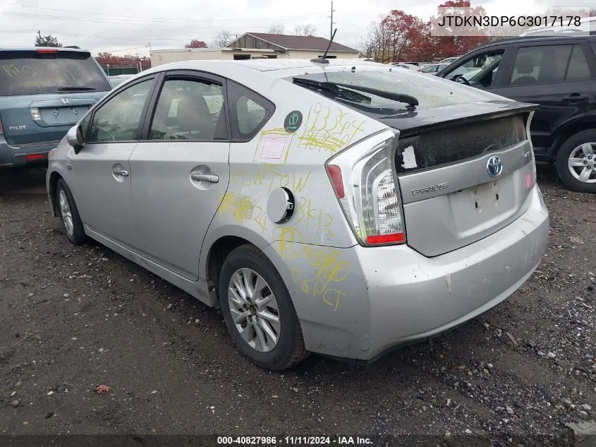 2012 Toyota Prius Plug-In VIN: JTDKN3DP6C3017178 Lot: 40827986