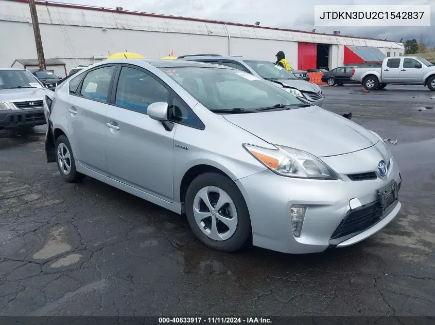 2012 Toyota Prius Three VIN: JTDKN3DU2C1542837 Lot: 40833917