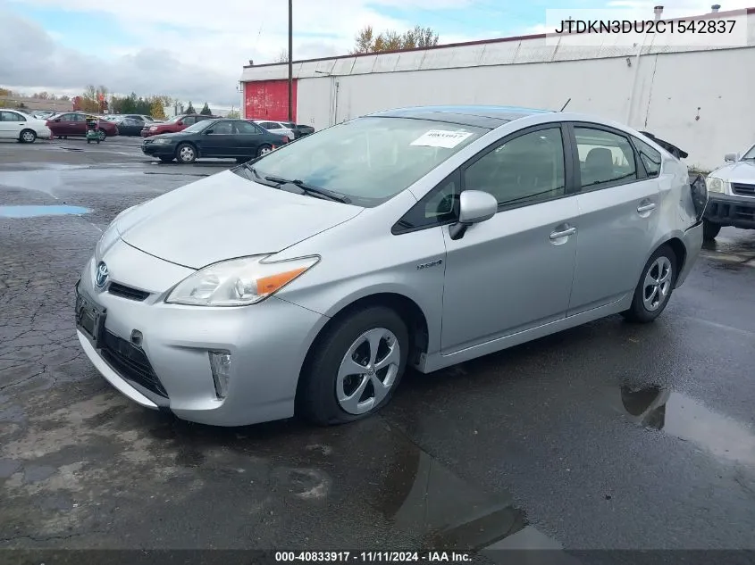 2012 Toyota Prius Three VIN: JTDKN3DU2C1542837 Lot: 40833917