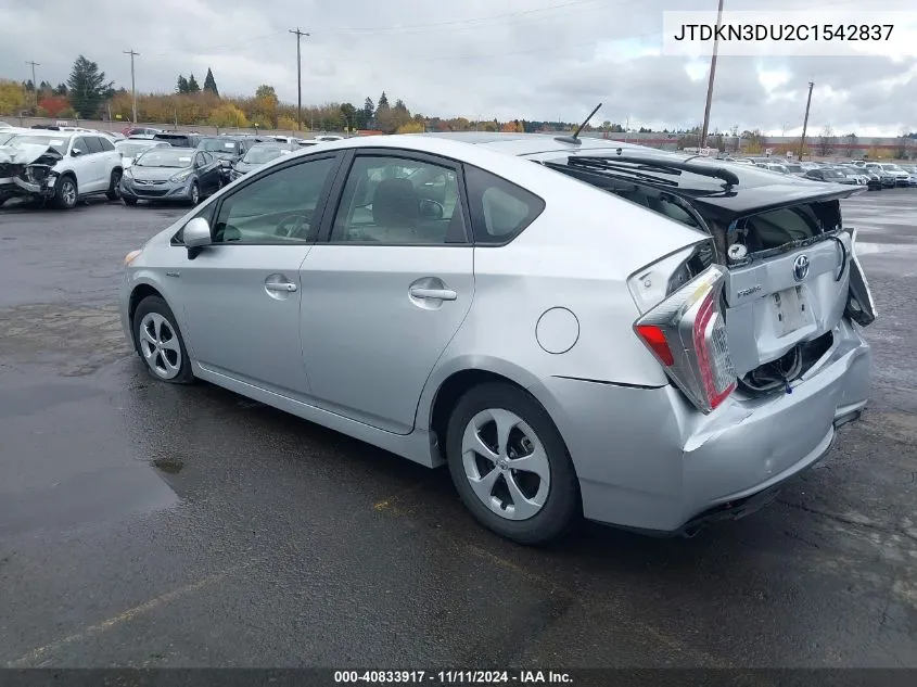 2012 Toyota Prius Three VIN: JTDKN3DU2C1542837 Lot: 40833917