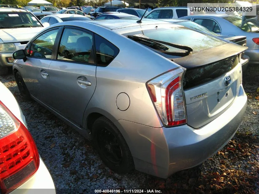 2012 Toyota Prius VIN: JTDKN3DU2C5384329 Lot: 40846196