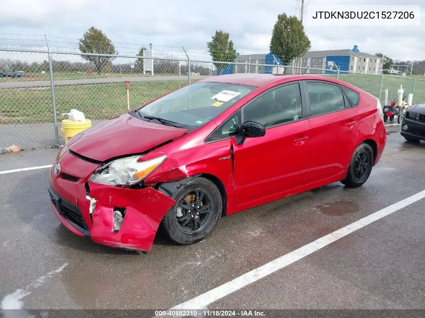 2012 Toyota Prius Two VIN: JTDKN3DU2C1527206 Lot: 40882210