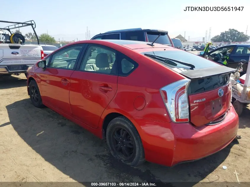 JTDKN3DU3D5651947 2013 Toyota Prius Three