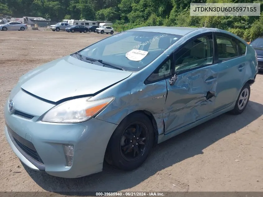 2013 Toyota Prius Three VIN: JTDKN3DU6D5597155 Lot: 39685940