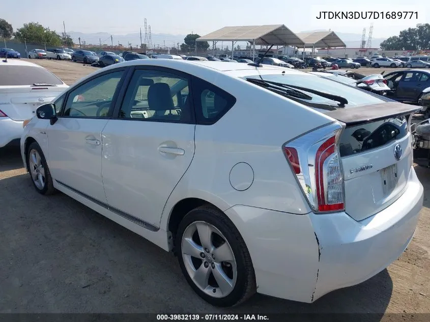 2013 Toyota Prius Five VIN: JTDKN3DU7D1689771 Lot: 39832139