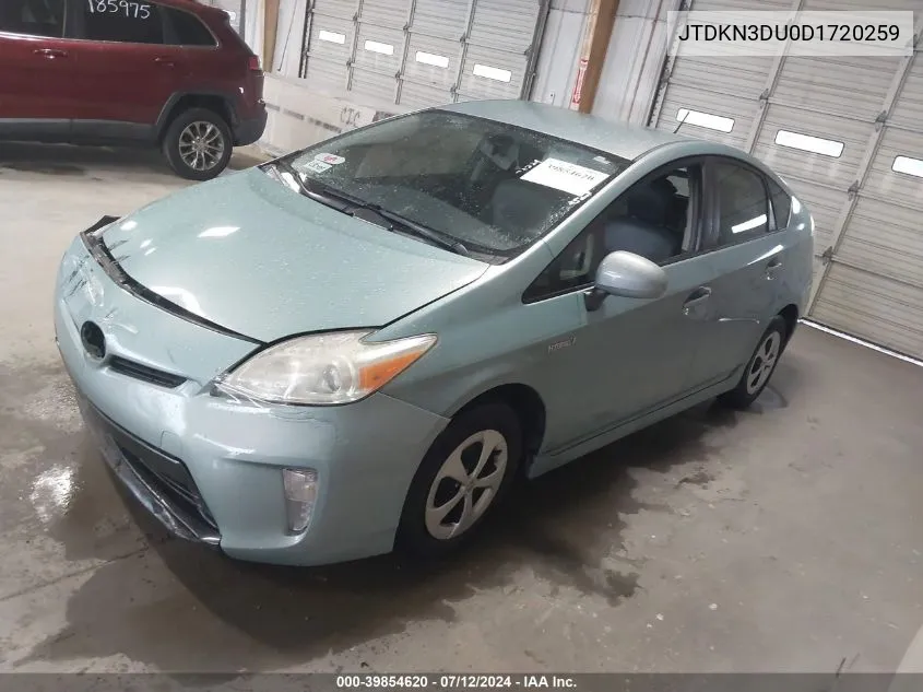 2013 Toyota Prius Four VIN: JTDKN3DU0D1720259 Lot: 39854620