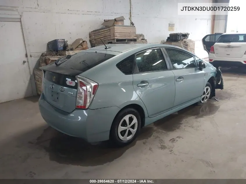 JTDKN3DU0D1720259 2013 Toyota Prius Four