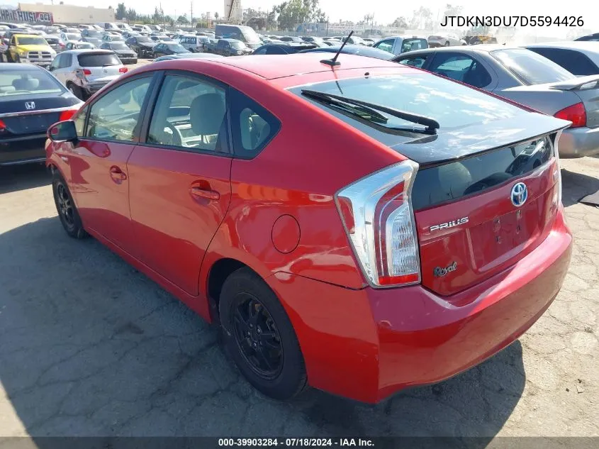 2013 Toyota Prius Three VIN: JTDKN3DU7D5594426 Lot: 39903284