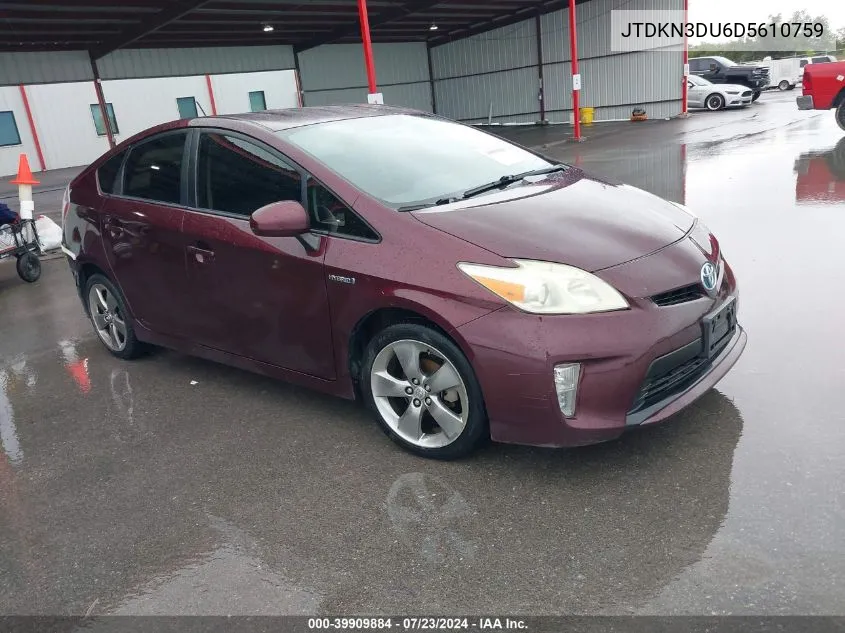 2013 Toyota Prius Three Se VIN: JTDKN3DU6D5610759 Lot: 39909884