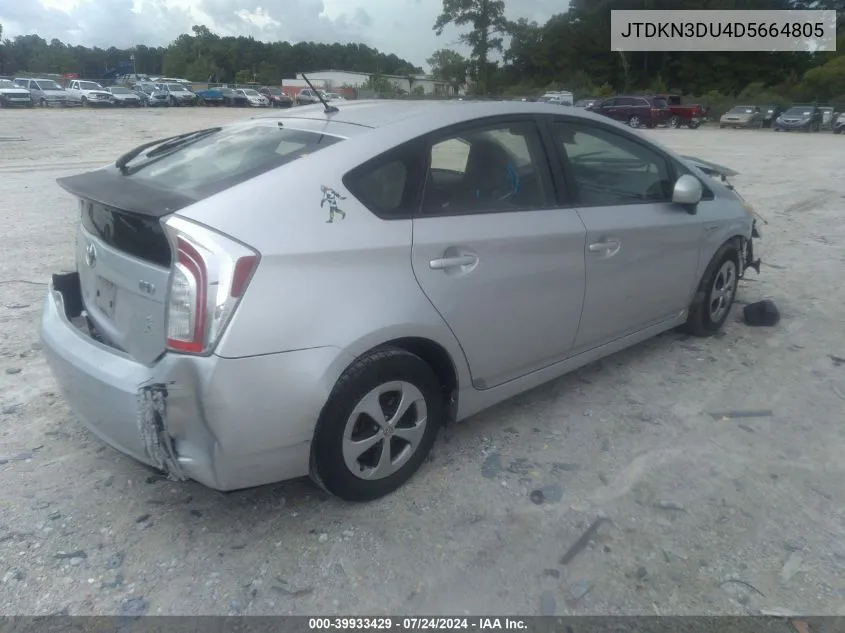 2013 Toyota Prius Five/Four/Three/Three Se/Two VIN: JTDKN3DU4D5664805 Lot: 39933429