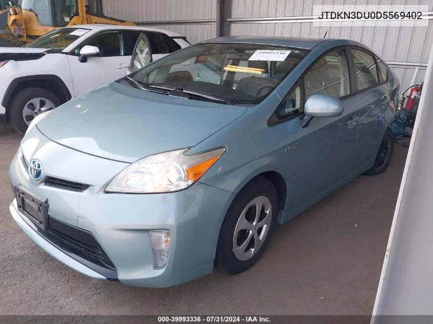 2013 Toyota Prius Two VIN: JTDKN3DU0D5569402 Lot: 39993336