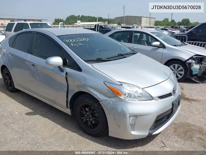 JTDKN3DU3D5670028 2013 Toyota Prius Four