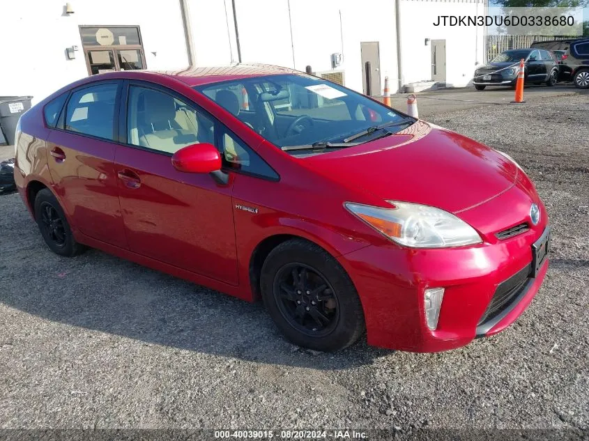 2013 Toyota Prius Three VIN: JTDKN3DU6D0338680 Lot: 40039015