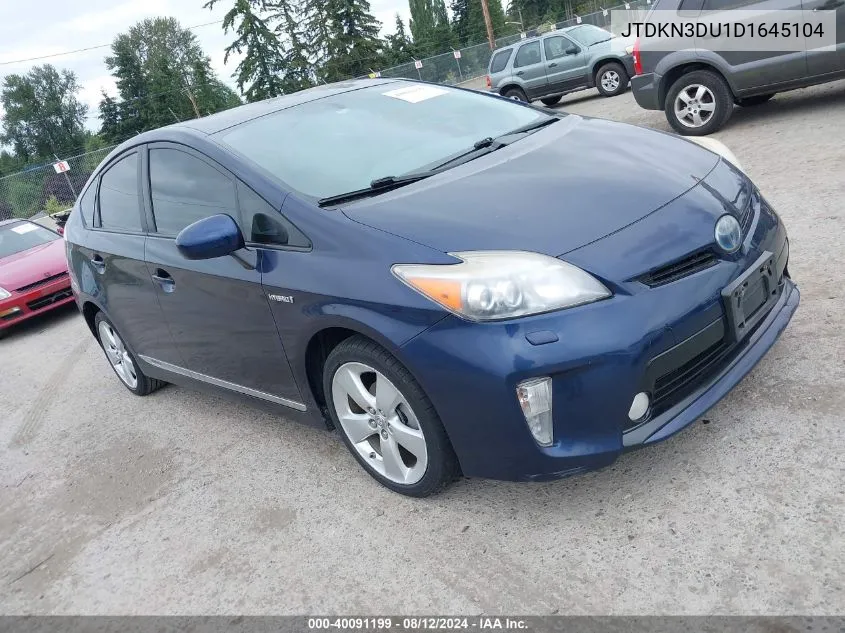 2013 Toyota Prius Five VIN: JTDKN3DU1D1645104 Lot: 40091199