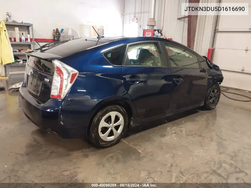 2013 Toyota Prius Three VIN: JTDKN3DU5D1616690 Lot: 40098289