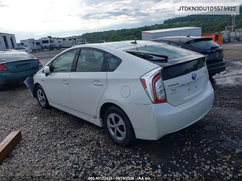 2013 Toyota Prius Four VIN: JTDKN3DU1D5575922 Lot: 40122438