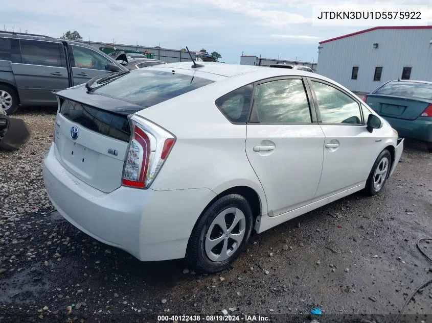 2013 Toyota Prius Four VIN: JTDKN3DU1D5575922 Lot: 40122438