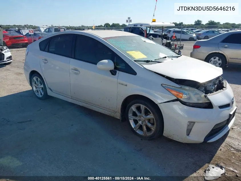 2013 Toyota Prius Four VIN: JTDKN3DU5D5646216 Lot: 40125561