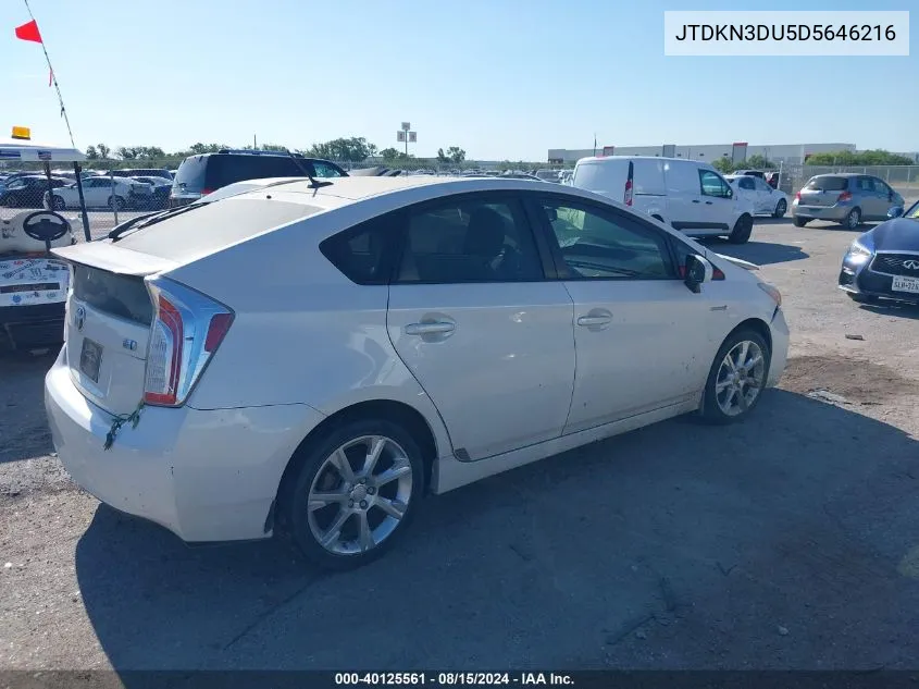 2013 Toyota Prius Four VIN: JTDKN3DU5D5646216 Lot: 40125561