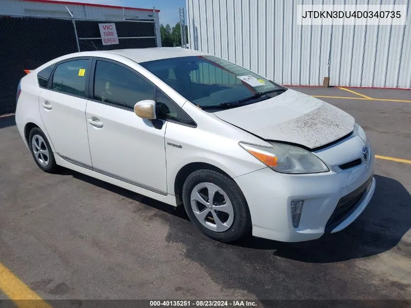 2013 Toyota Prius Two VIN: JTDKN3DU4D0340735 Lot: 40135251