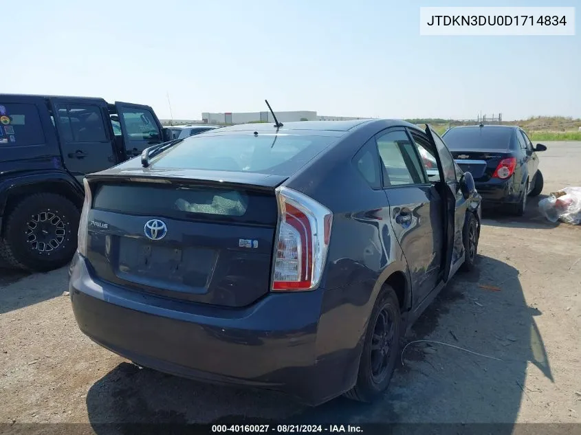 2013 Toyota Prius Two VIN: JTDKN3DU0D1714834 Lot: 40160027