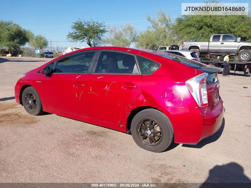 2013 Toyota Prius Two VIN: JTDKN3DU8D1648680 Lot: 40170902