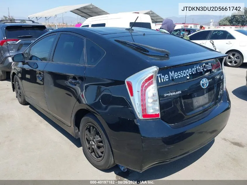 2013 Toyota Prius Three VIN: JTDKN3DU2D5661742 Lot: 40197182