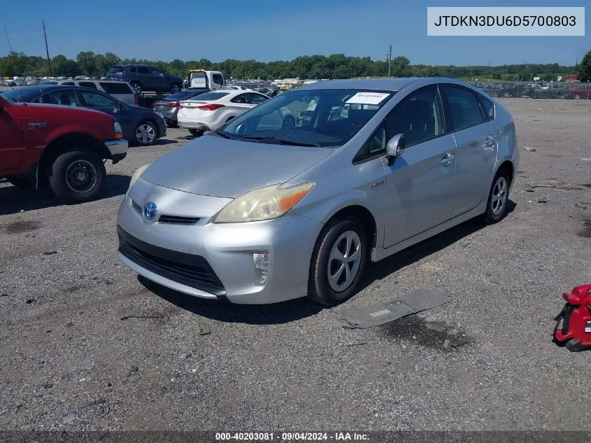 2013 Toyota Prius Three VIN: JTDKN3DU6D5700803 Lot: 40203081