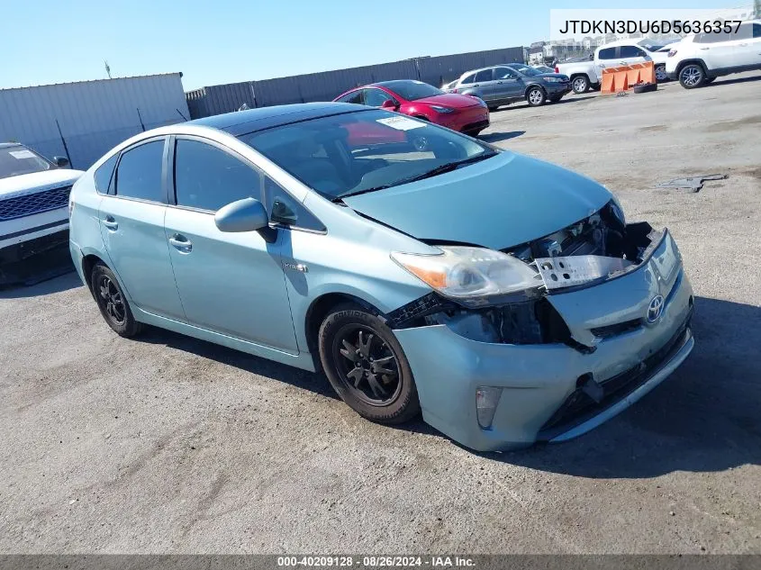 JTDKN3DU6D5636357 2013 Toyota Prius Three