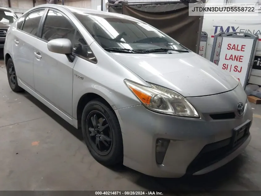 2013 Toyota Prius VIN: JTDKN3DU7D5558722 Lot: 40214871