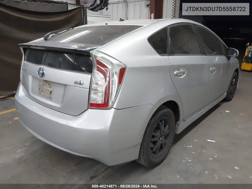 2013 Toyota Prius VIN: JTDKN3DU7D5558722 Lot: 40214871