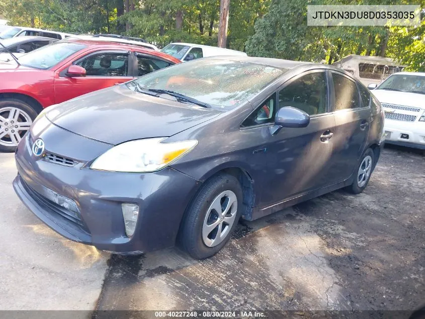 2013 Toyota Prius Two VIN: JTDKN3DU8D0353035 Lot: 40227248