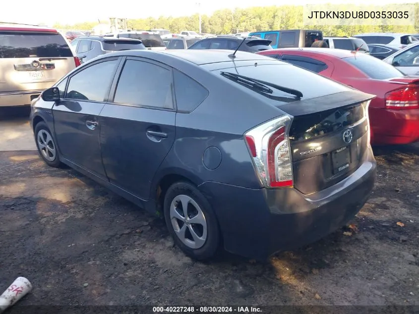 2013 Toyota Prius Two VIN: JTDKN3DU8D0353035 Lot: 40227248