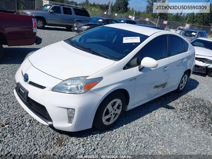 2013 Toyota Prius Two VIN: JTDKN3DU5D5590309 Lot: 40230533