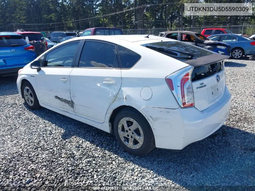 2013 Toyota Prius Two VIN: JTDKN3DU5D5590309 Lot: 40230533