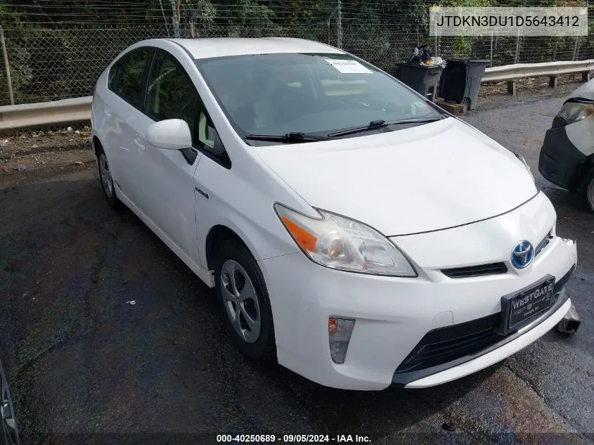 2013 Toyota Prius Two VIN: JTDKN3DU1D5643412 Lot: 40250689