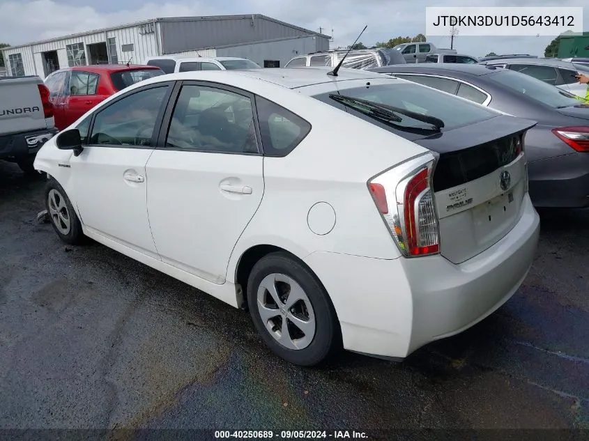 2013 Toyota Prius Two VIN: JTDKN3DU1D5643412 Lot: 40250689