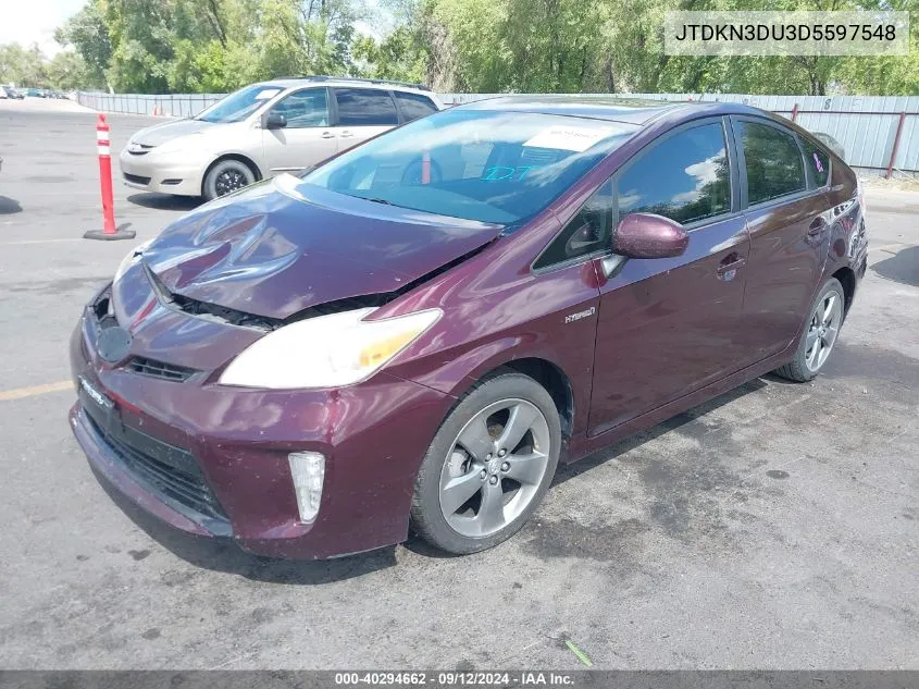 2013 Toyota Prius Three Se VIN: JTDKN3DU3D5597548 Lot: 40294662