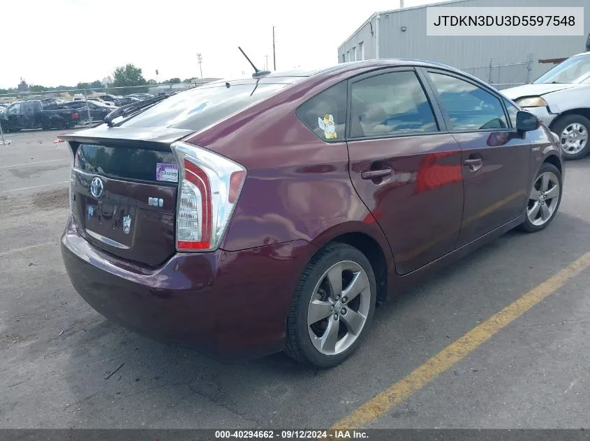 2013 Toyota Prius Three Se VIN: JTDKN3DU3D5597548 Lot: 40294662