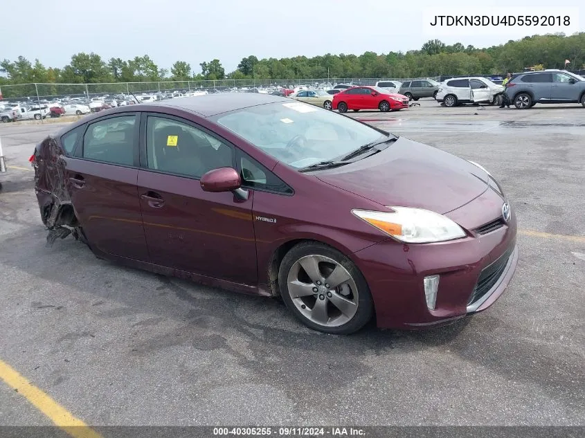 2013 Toyota Prius VIN: JTDKN3DU4D5592018 Lot: 40305255