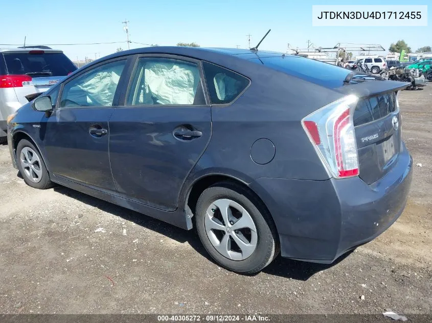 JTDKN3DU4D1712455 2013 Toyota Prius Two