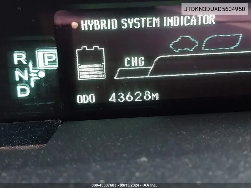 JTDKN3DUXD5604950 2013 Toyota Prius Three