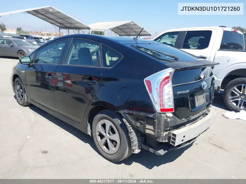 2013 Toyota Prius VIN: JTDKN3DU1D1721260 Lot: 40317817