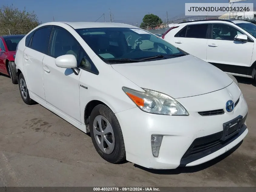 JTDKN3DU4D0343246 2013 Toyota Prius Three