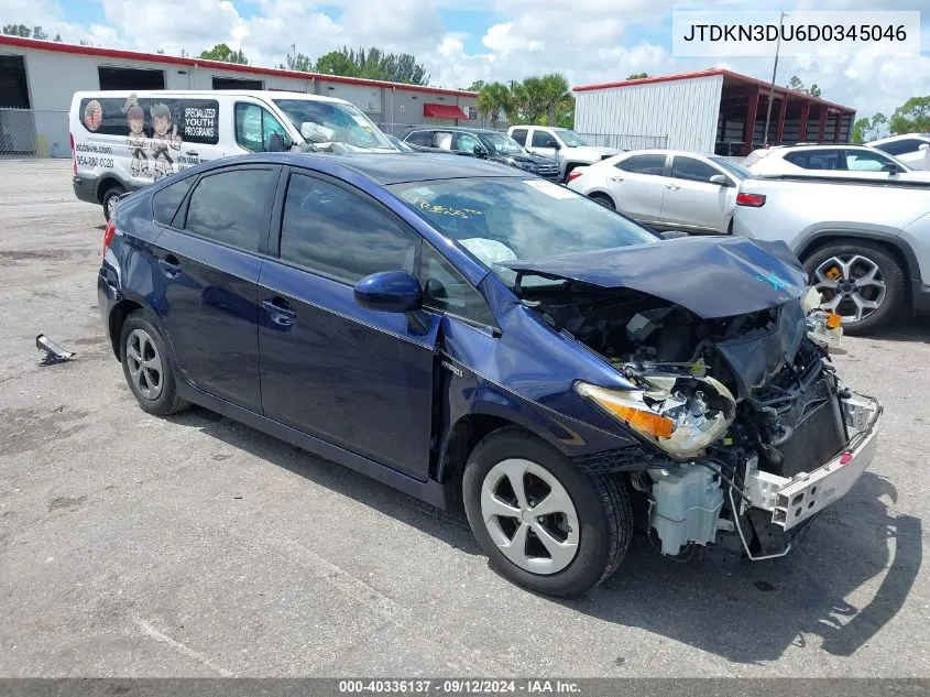 2013 Toyota Prius Three VIN: JTDKN3DU6D0345046 Lot: 40336137