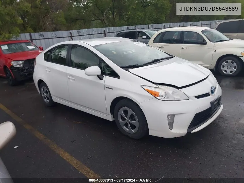 2013 Toyota Prius Two VIN: JTDKN3DU7D5643589 Lot: 40337913