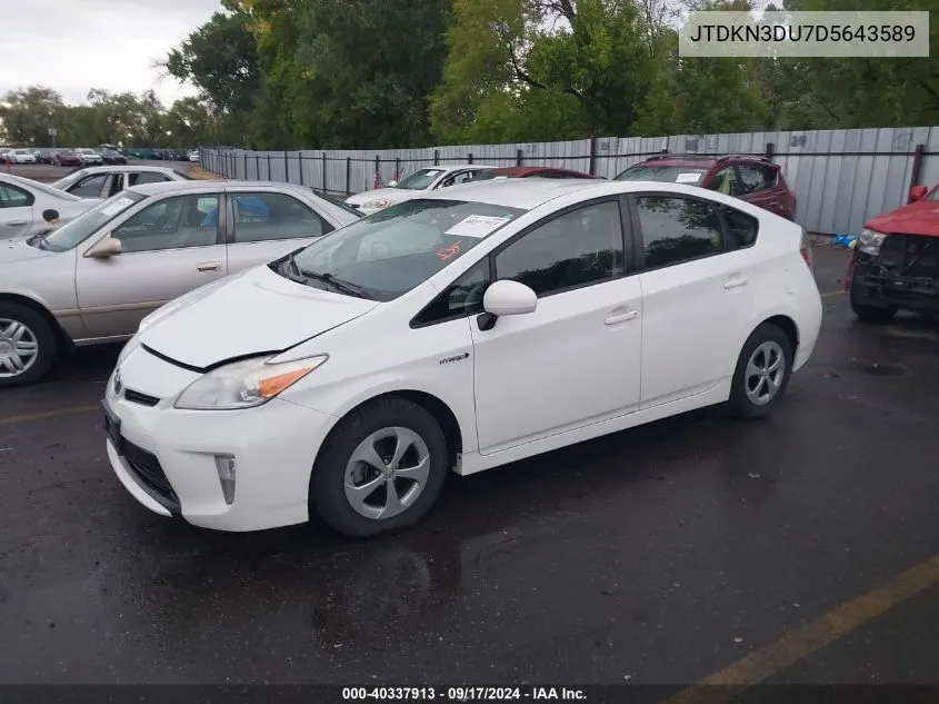 2013 Toyota Prius Two VIN: JTDKN3DU7D5643589 Lot: 40337913