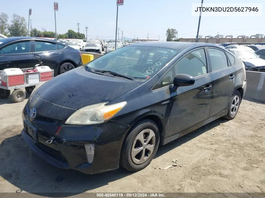 2013 Toyota Prius Two VIN: JTDKN3DU2D5627946 Lot: 40340119