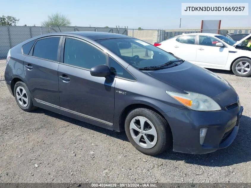 2013 Toyota Prius VIN: JTDKN3DU3D1669257 Lot: 40344039