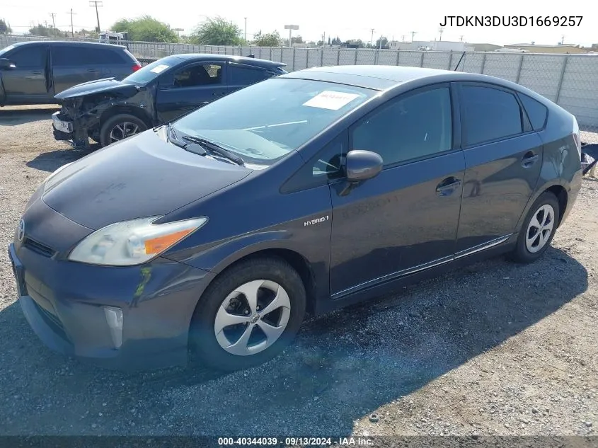 JTDKN3DU3D1669257 2013 Toyota Prius